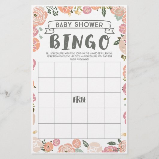  Roos met dubbelzijdige Baby shower games Flyer (Voorkant)