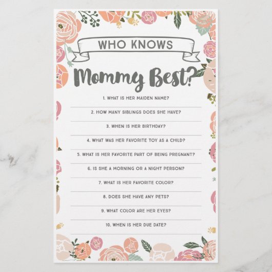  Roos met dubbelzijdige Baby shower games Flyer (Achterkant)