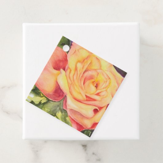 Roos met één gele doorsnede bedankjes labels (In situ)