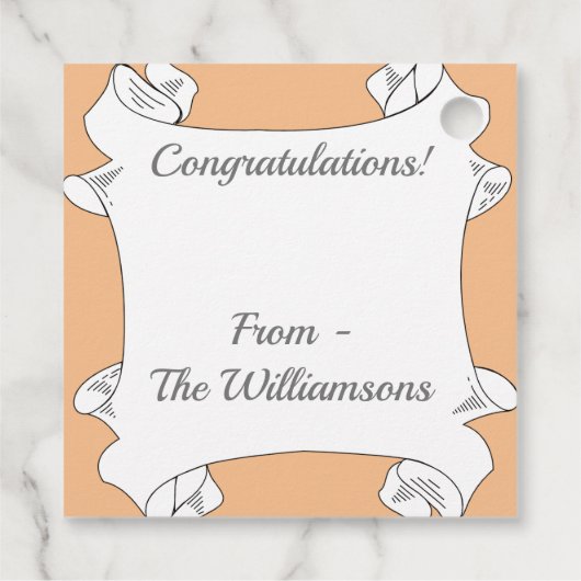 Roos met één gele doorsnede bedankjes labels (Achterkant)