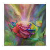 Roos met fijne kunst hellen tegeltje (Voorkant)