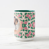 Roos met glitter Lijst Tweekleurige Koffiemok (Center)