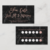 Roos met gouden script voor huidverzorging zwarte  klantenkaartje (Voorkant / Achterkant)