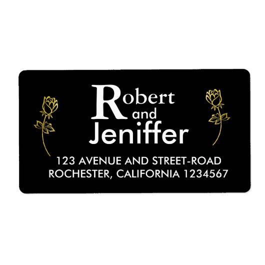 Roos met goudfolie, watermerk, bruiloft etiket (Voorkant)