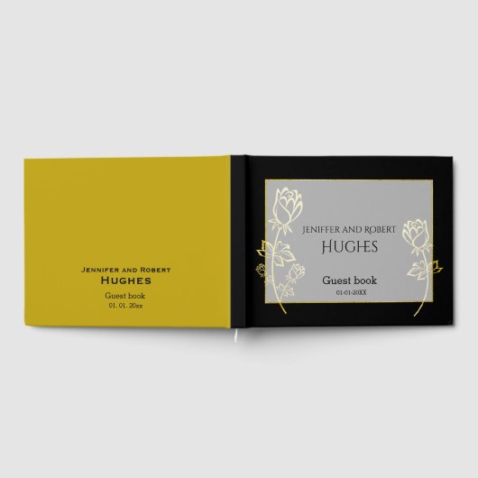 Roos met goudfolie, watermerk, bruiloft gastenboek (Volledig)