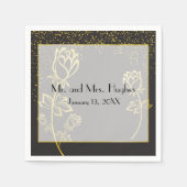 Roos met goudfolie, watermerk, bruiloft servetten (Voorkant)