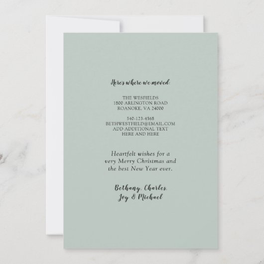 Roos met groene kerstbomen Gold Star-feestdag Aankondiging (Achterkant)