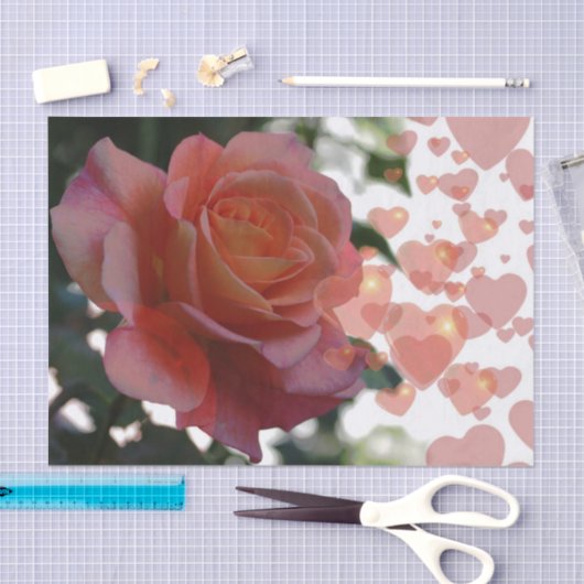 Roos met hartweefselpapier tissuepapier (Craft)