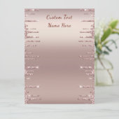 Roos met het moderne huwelijksmenu Gold Blush Glit Menu (Staand voorkant)