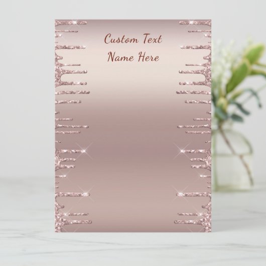 Roos met het moderne huwelijksmenu Gold Blush Glit Menu (Staand voorkant)