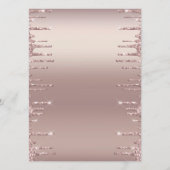 Roos met het moderne huwelijksmenu Gold Blush Glit Menu (Achterkant)