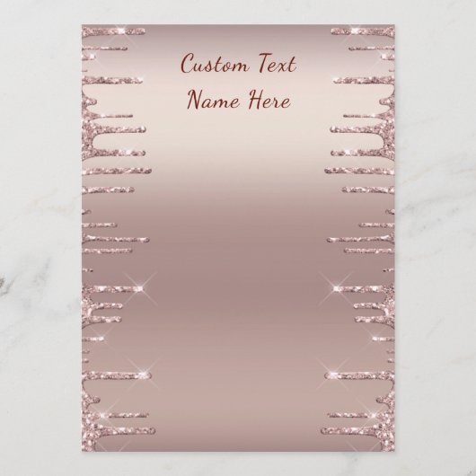 Roos met het moderne huwelijksmenu Gold Blush Glit Menu (Voorkant)