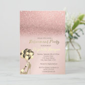 Roos met hoge hiel Gold Glitter Retirement Party Kaart (Staand voorkant)