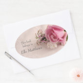 Roos met jasmijnboekenplaat ovale sticker (Envelop)