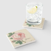  Roos met Jouw naam Stenen Onderzetter (Zijkant)