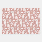 Roos met kerstbedekking Gold Glitter Seahorse Pink Inpakpapier Vel (Voorkant 3)