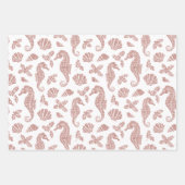 Roos met kerstbedekking Gold Glitter Seahorse Pink Inpakpapier Vel (Voorkant 2)