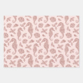 Roos met kerstbedekking Gold Glitter Seahorse Pink Inpakpapier Vel (Voorkant)