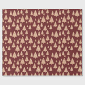 Roos met kerstbomen Gold Glitter Burgundy Maroon Cadeaupapier (Vlak)