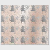 Roos met kerstbomen Goud Zilver Glitter Wood Cadeaupapier (Vlak)