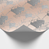 Roos met kerstbomen Goud Zilver Glitter Wood Cadeaupapier (Hoek)