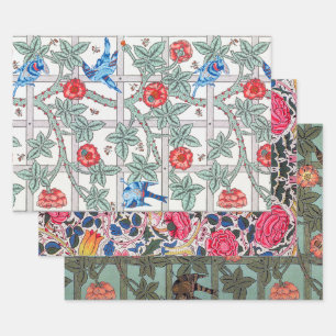 Roos met Kleine Vogel, William Morris Inpakpapier Vel
