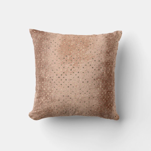 Roos met kopergrungy Gold Metallic Polka Dots Kussen (Voorkant)