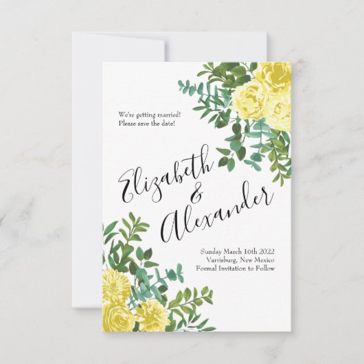 Roos met lichte gele pony Floral Weduwsdatum Kaart (Voorkant)