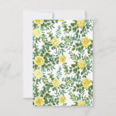Roos met lichte gele pony Floral Weduwsdatum Kaart (Achterkant)