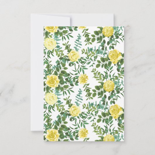 Roos met lichte gele pony Floral Weduwsdatum Kaart (Achterkant)