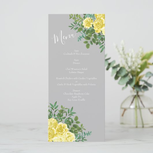 Roos met lichtgele en grijze pheid menu (Staand voorkant)