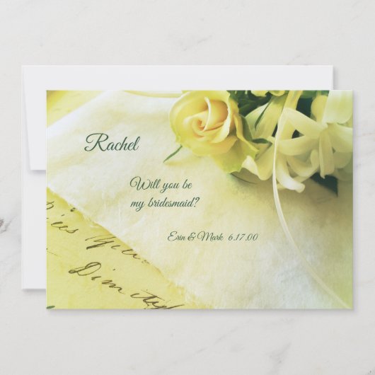 Roos met lint op oud handschrift kaart (Voorkant)