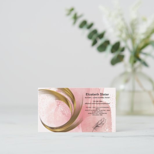 Roos met notaris roze goudvormig vormgeving voor V Visitekaartje (Staand voorkant)