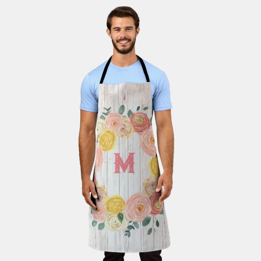 Roos met ouderdom en eucalyptus Wreate Schort (Gedragen)