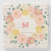 Roos met ouderdom en eucalyptus Wreate Stenen Onderzetter (Voorkant)