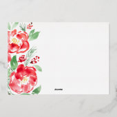 Roos met prettige kerstrode waterverf folie feestdagenkaart (Achterkant)