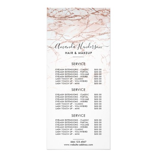 Roos met prijslijst Gold Salon Reclamekaart (Voorkant)