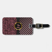 Roos met puistvormige huid en strips - monogram bagagelabel (Voorkant horizontaal)