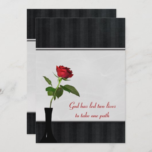 Roos met rode bruiloft kaart (Voorkant / Achterkant)