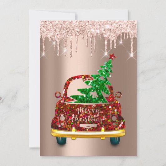 Roos met rode kerst brunch, drift kaart (Achterkant)