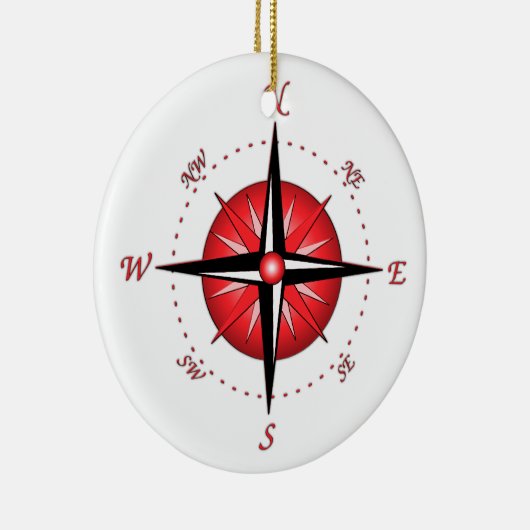Roos met rode kompas keramisch ornament (Rechts)