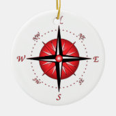 Roos met rode kompas keramisch ornament (Voorkant)