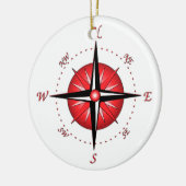 Roos met rode kompas keramisch ornament (Links)