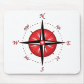 Roos met rode kompas muismat (Voorkant)