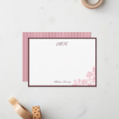  Roos met roze band, speciaal aangepast Notitiekaartje (Voorkant / Achterkant in situ)