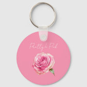 Roos met Roze Kleur Sleutelhanger (Voorkant)