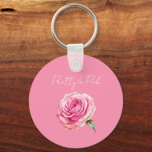 Roos met Roze Kleur Sleutelhanger