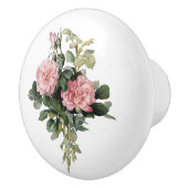 Roos met roze struikgewas keramische knop (Rechts)