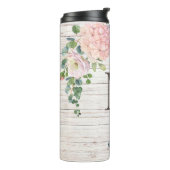 Roos met ruw hout Hydrangea & Eucalyptus Thermosbeker (Gedraaid links)