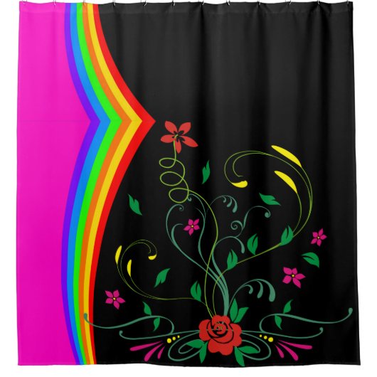 Roos met schoengordijn douchegordijn (Voorkant)